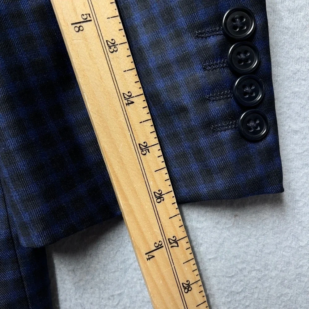 Emporio Armani blazer G Line Blue Black Super 130s Wool Check 54(40R) Sport coat
